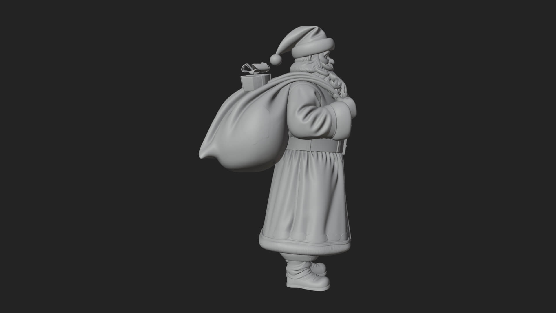 Santa Claus with Gift Sack Statue Design 5 3D Print Model 3D Model
