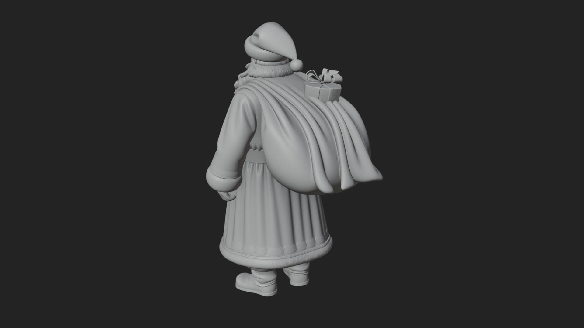 Santa Claus with Gift Sack Statue Design 5 3D Print Model 3D Model