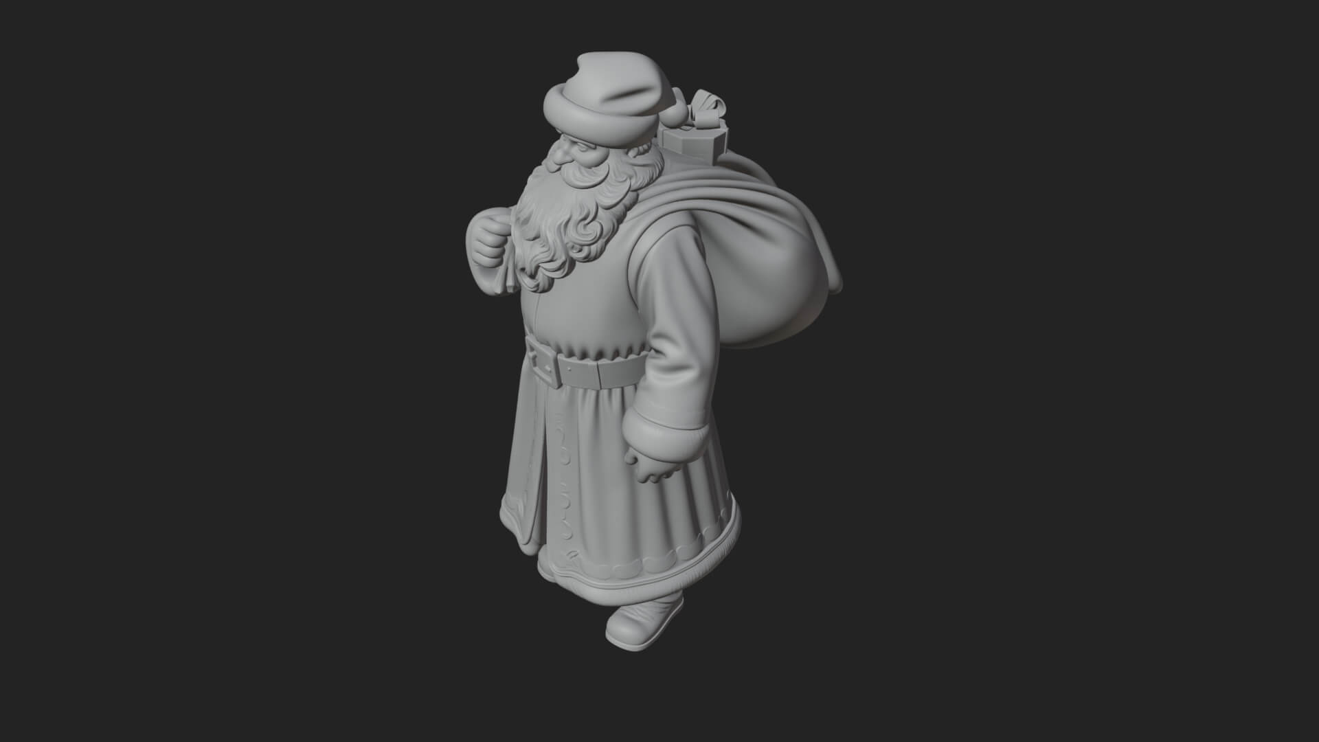 Santa Claus with Gift Sack Statue Design 5 3D Print Model 3D Model