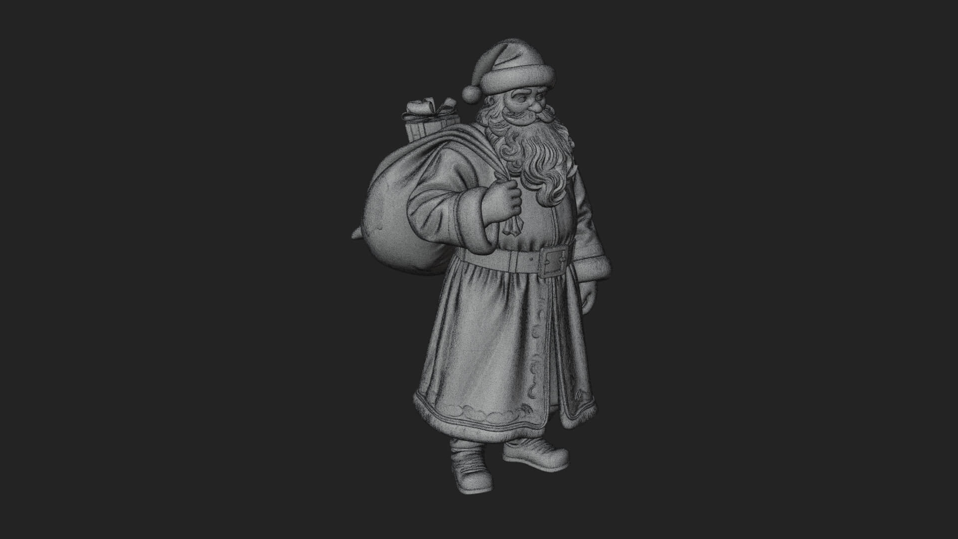 Santa Claus with Gift Sack Statue Design 5 3D Print Model 3D Model