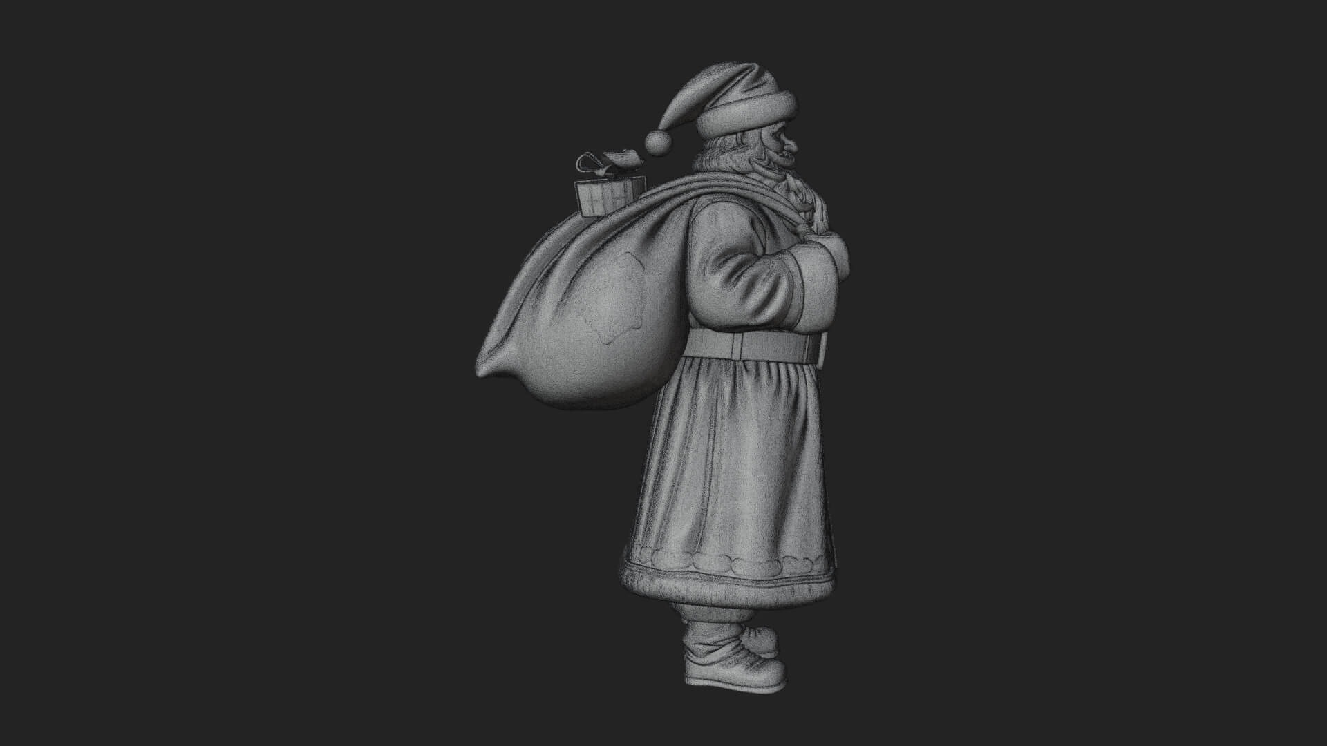 Santa Claus with Gift Sack Statue Design 5 3D Print Model 3D Model