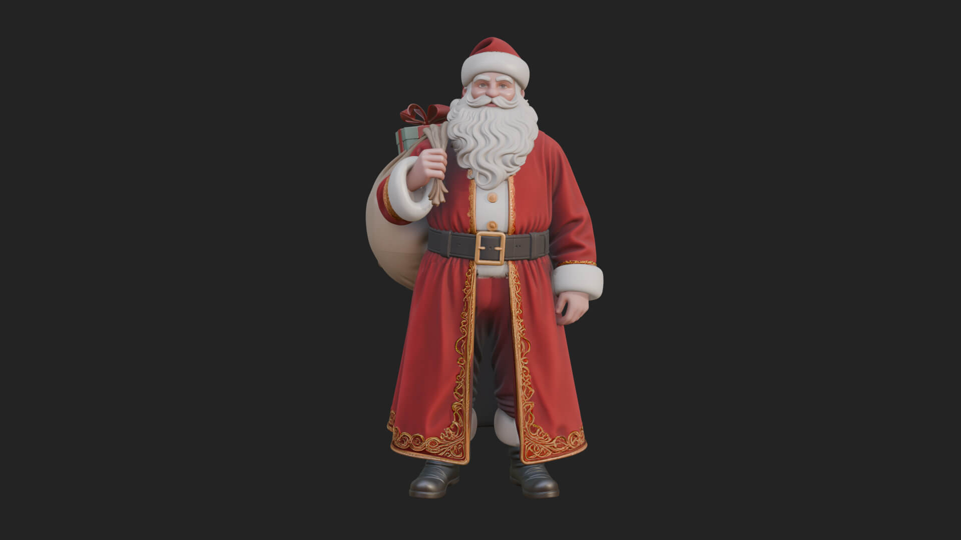 Santa Claus with Gift Sack Statue Design 6 3D Print Model 3D Model