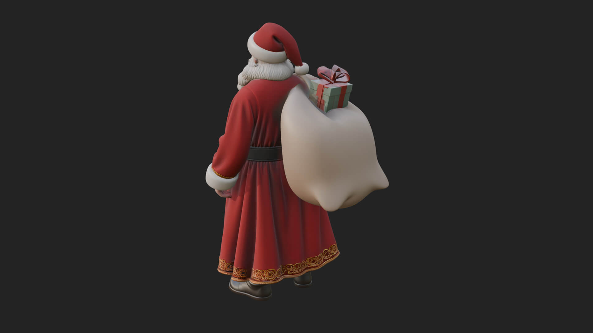 Santa Claus with Gift Sack Statue Design 6 3D Print Model 3D Model