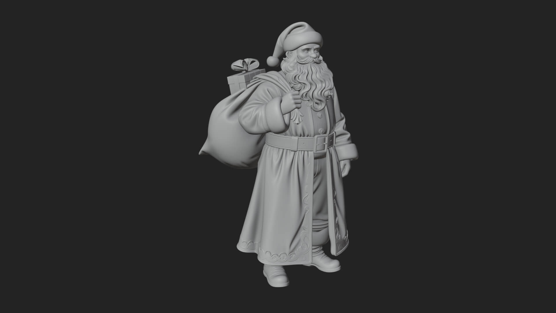 Santa Claus with Gift Sack Statue Design 6 3D Print Model 3D Model