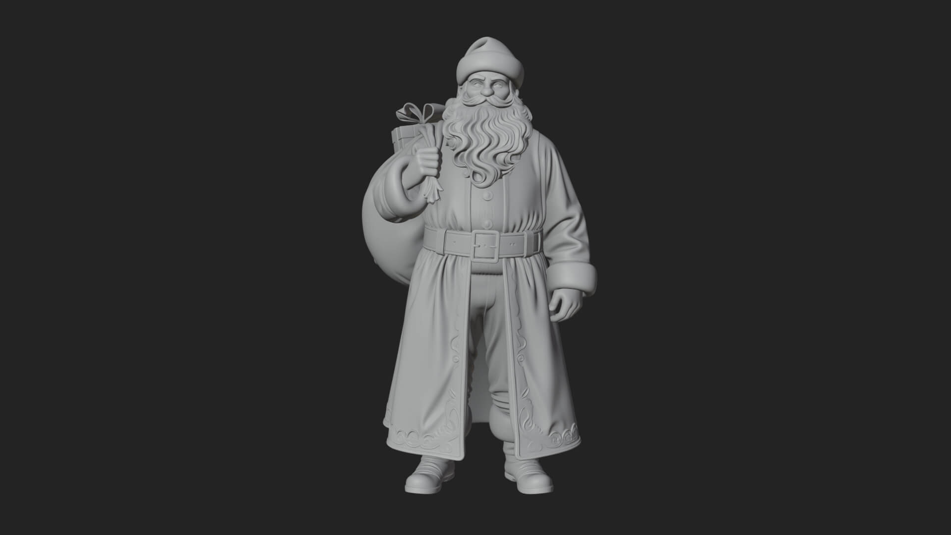 Santa Claus with Gift Sack Statue Design 6 3D Print Model 3D Model