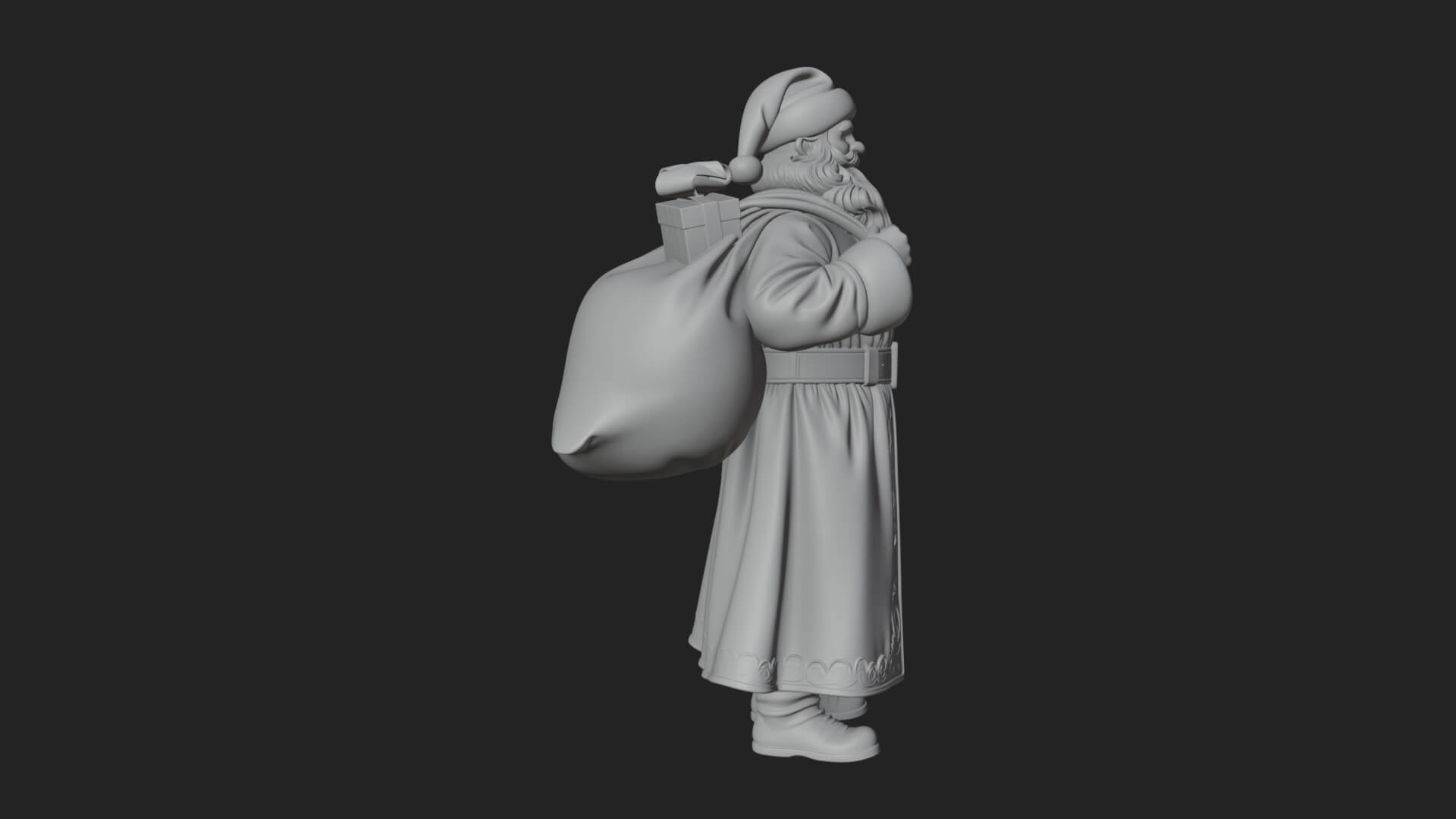 Santa Claus with Gift Sack Statue Design 6 3D Print Model 3D Model