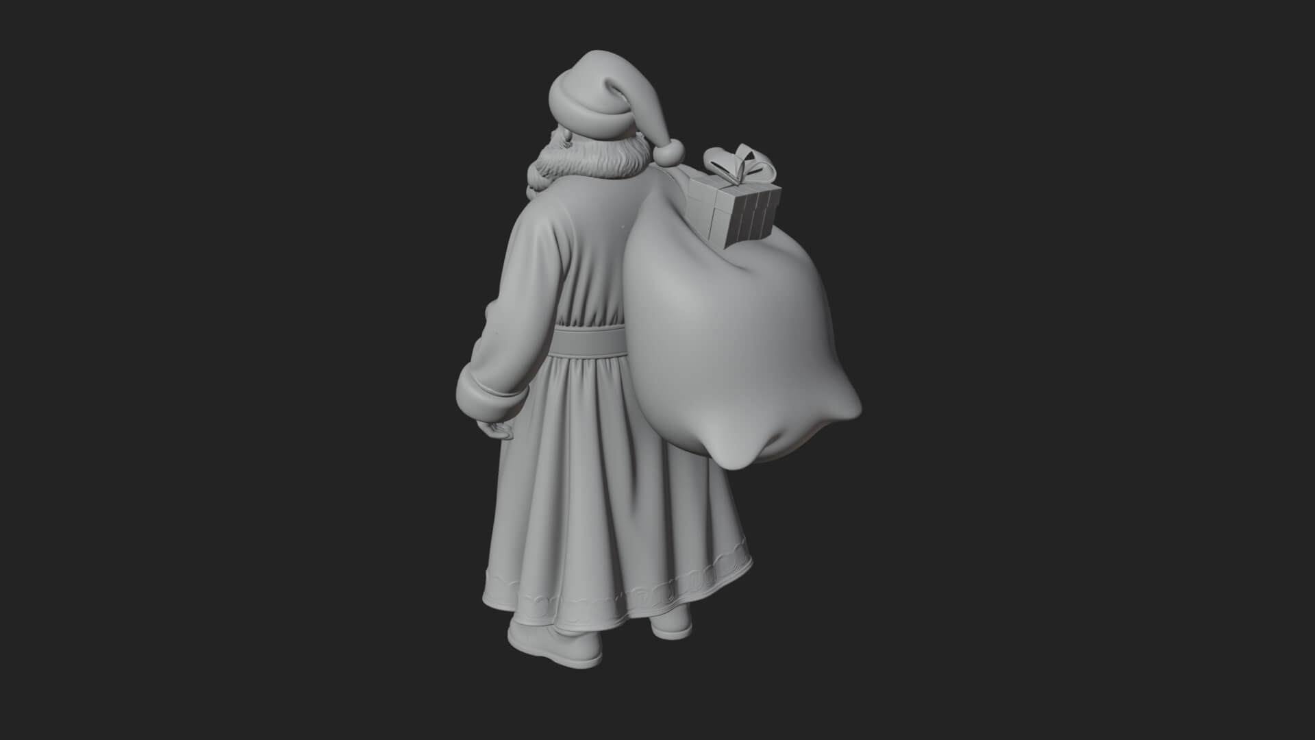 Santa Claus with Gift Sack Statue Design 6 3D Print Model 3D Model
