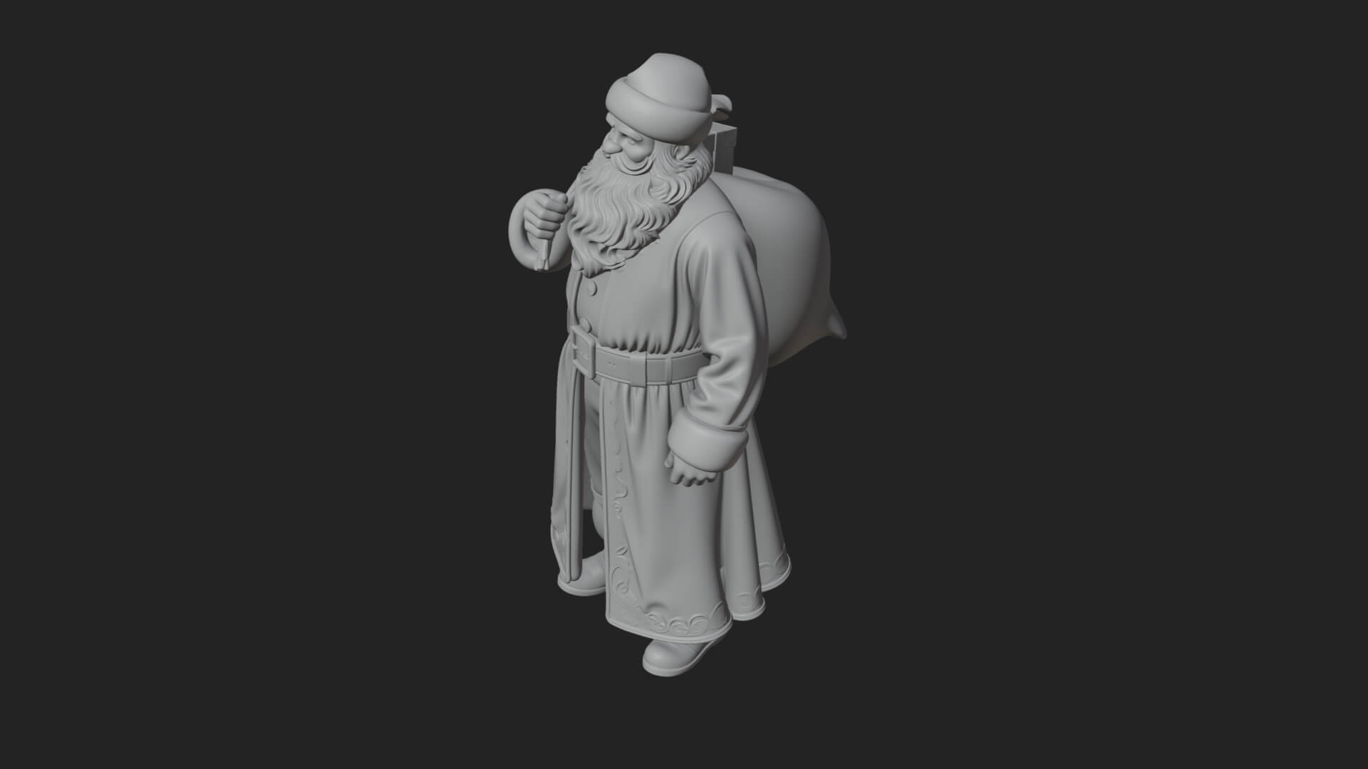 Santa Claus with Gift Sack Statue Design 6 3D Print Model 3D Model