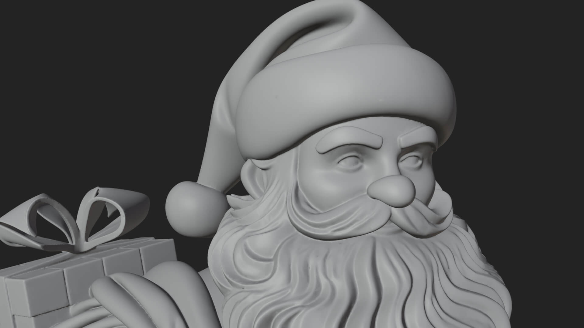 Santa Claus with Gift Sack Statue Design 6 3D Print Model 3D Model