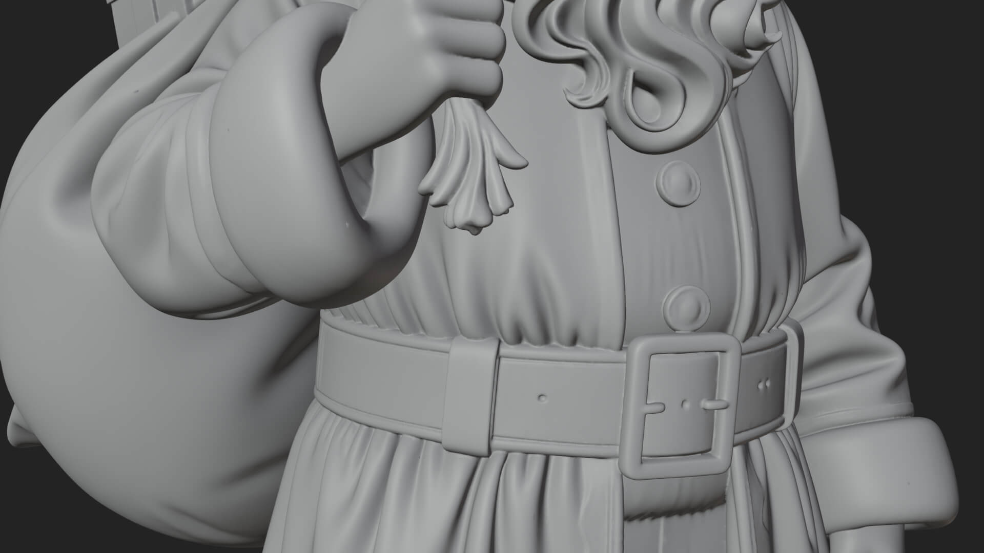 Santa Claus with Gift Sack Statue Design 6 3D Print Model 3D Model