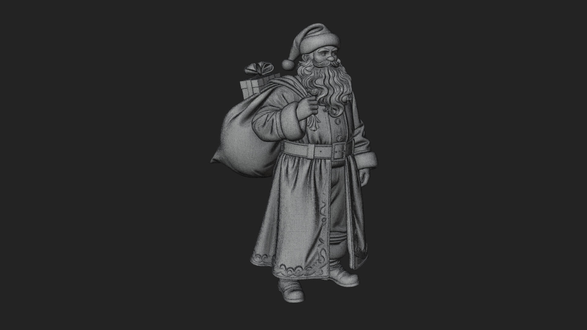 Santa Claus with Gift Sack Statue Design 6 3D Print Model 3D Model