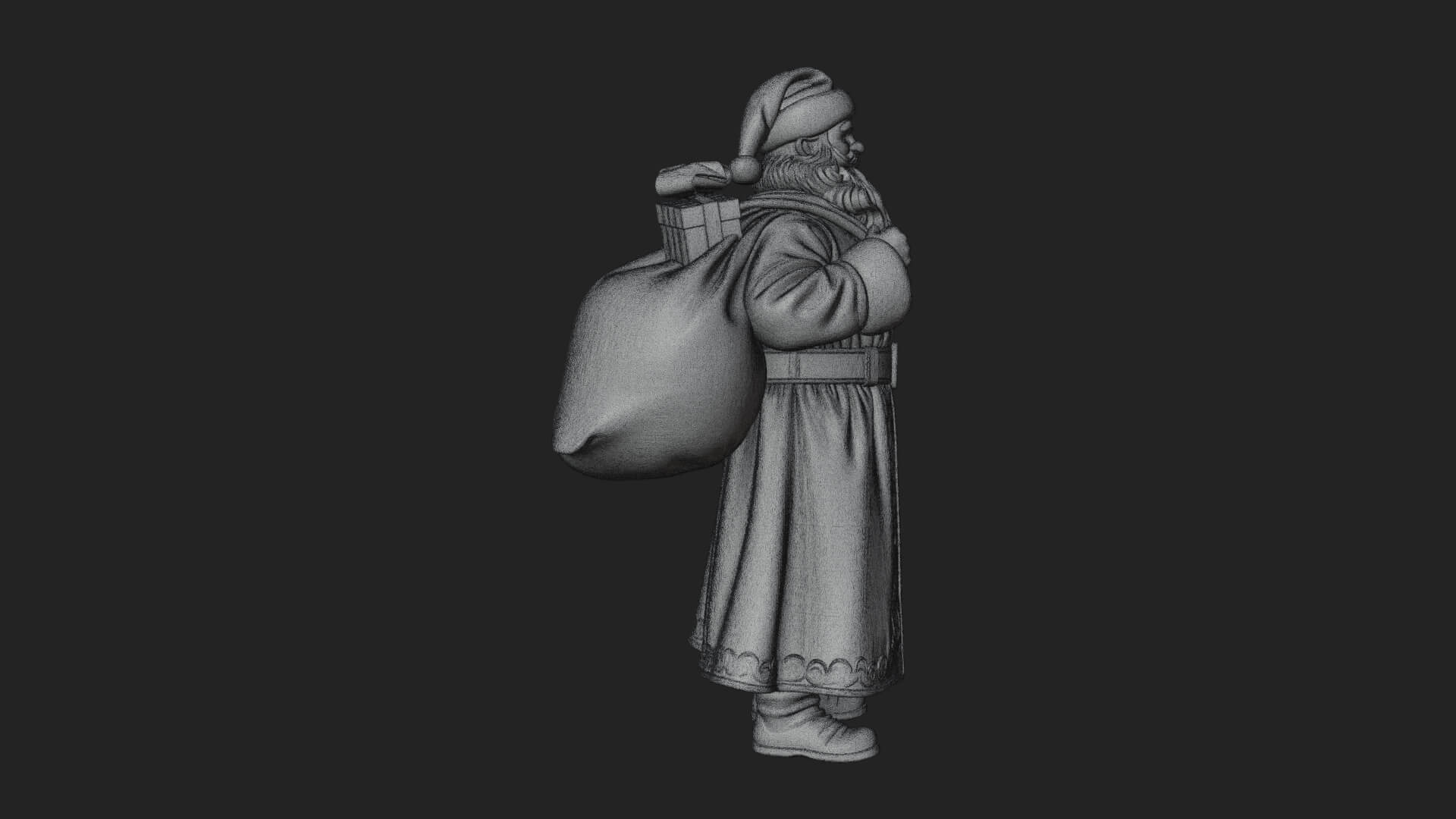 Santa Claus with Gift Sack Statue Design 6 3D Print Model 3D Model