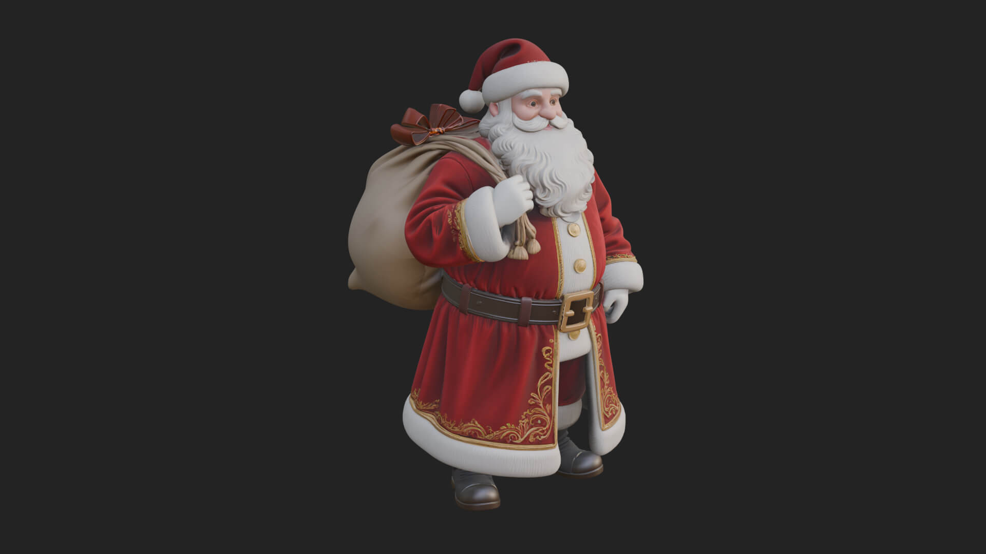 Santa Claus with Gift Sack Statue Design 7 3D Print Model 3D Model