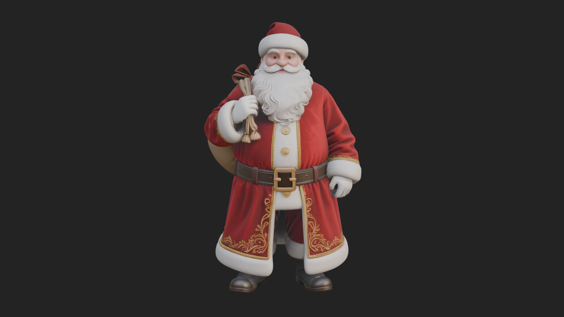 Santa Claus with Gift Sack Statue Design 7 3D Print Model 3D Model