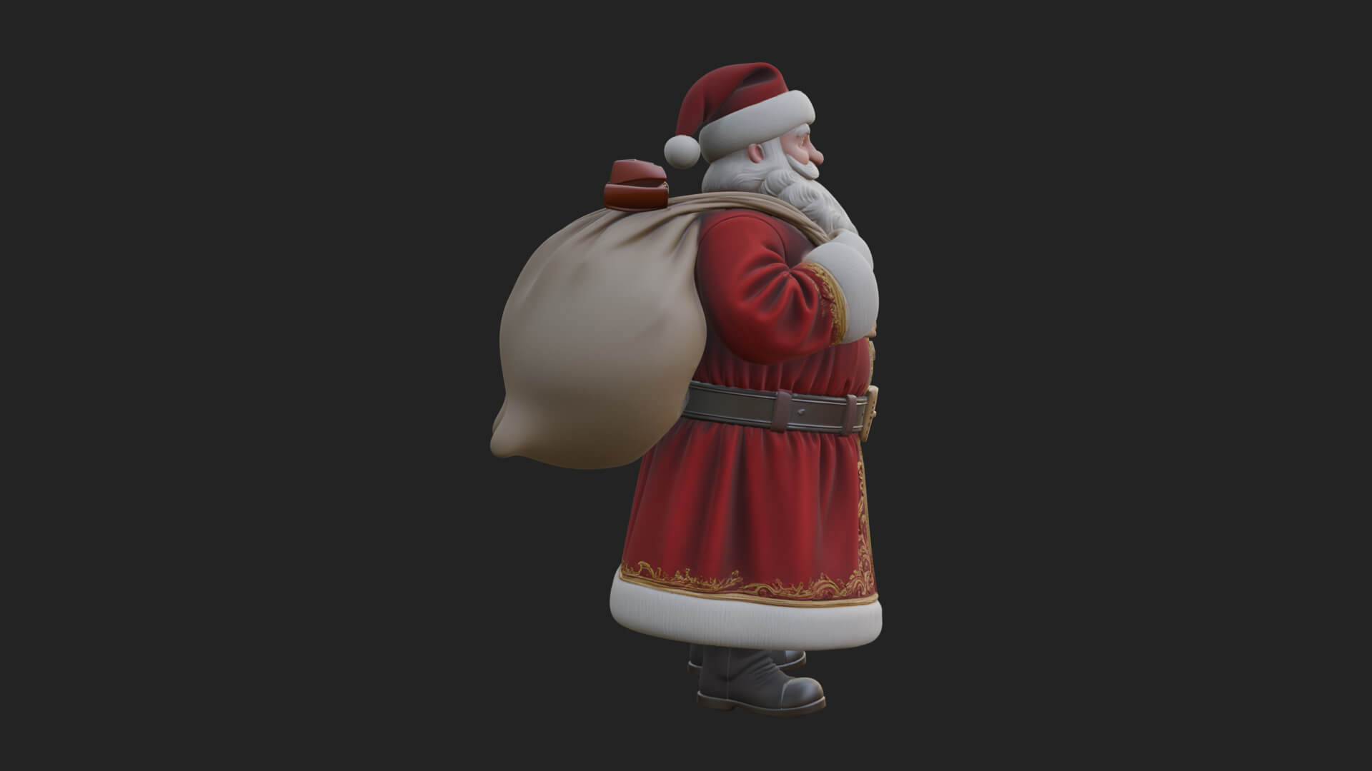 Santa Claus with Gift Sack Statue Design 7 3D Print Model 3D Model