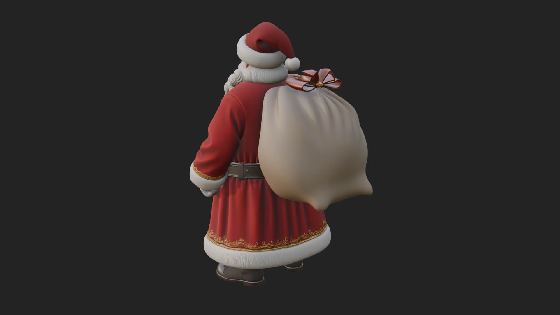 Santa Claus with Gift Sack Statue Design 7 3D Print Model 3D Model
