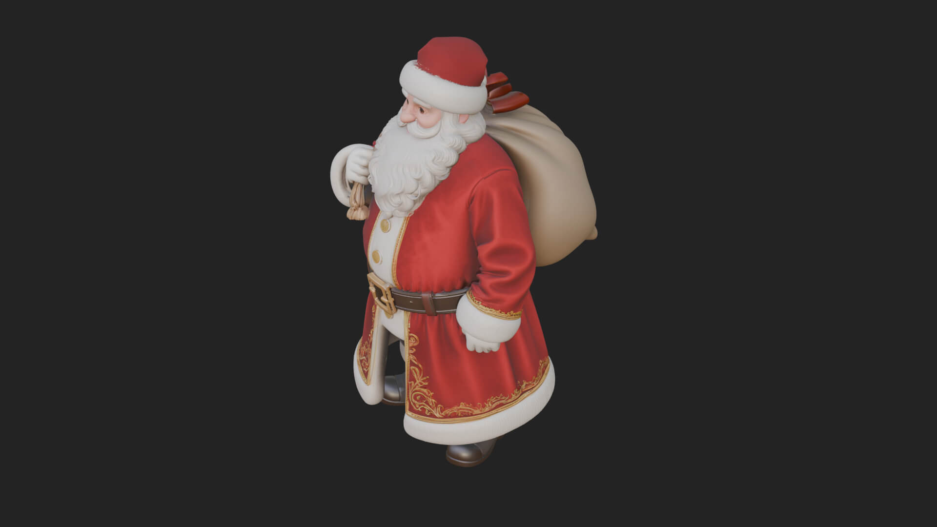 Santa Claus with Gift Sack Statue Design 7 3D Print Model 3D Model