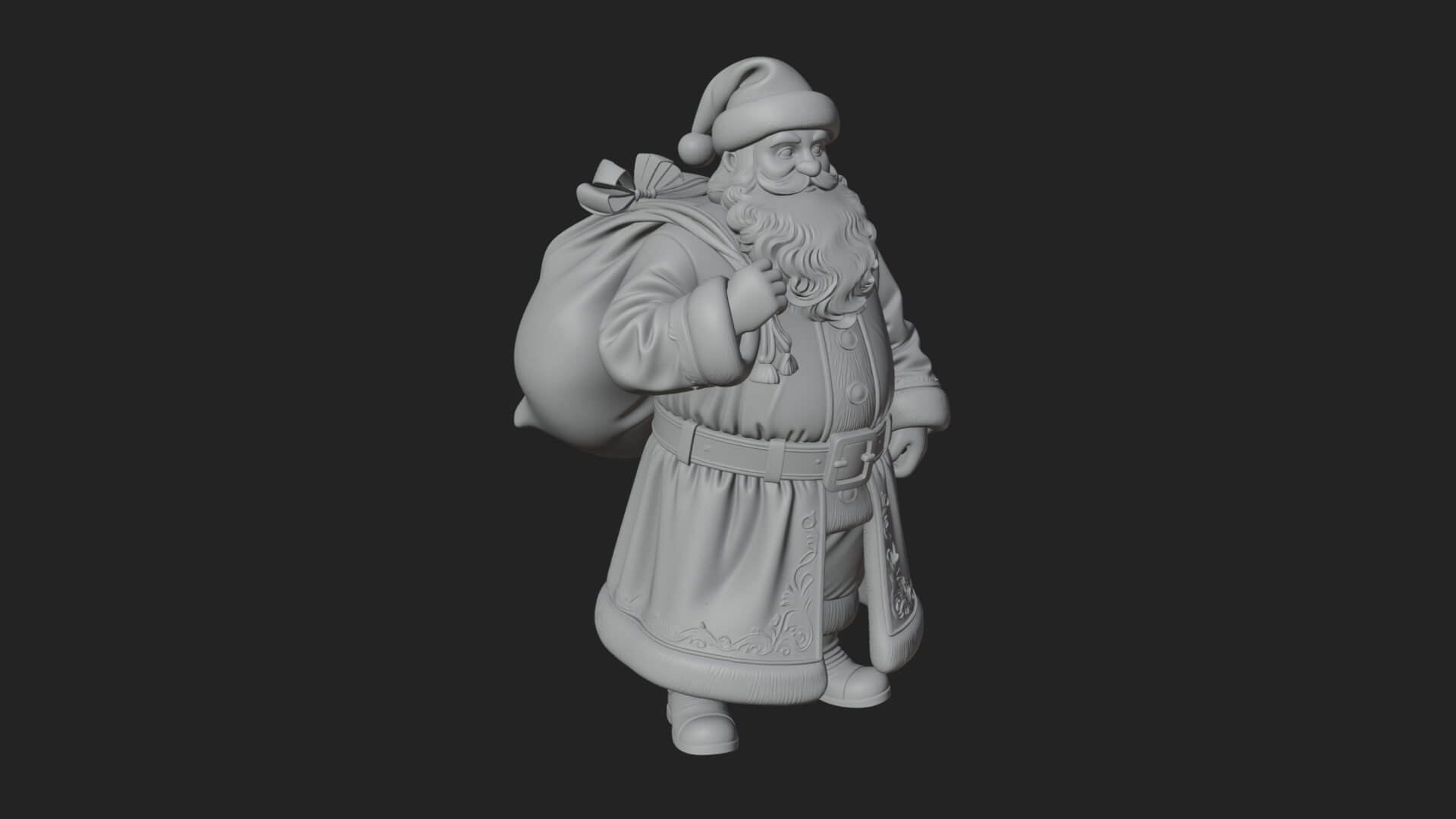 Santa Claus with Gift Sack Statue Design 7 3D Print Model 3D Model