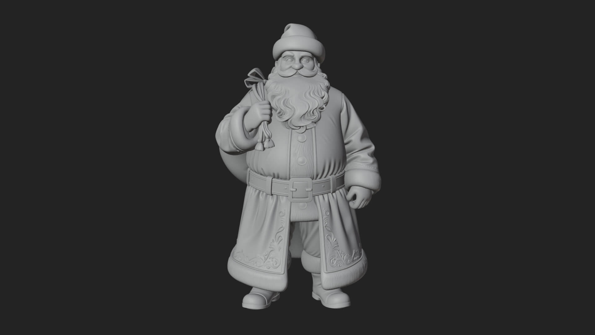 Santa Claus with Gift Sack Statue Design 7 3D Print Model 3D Model