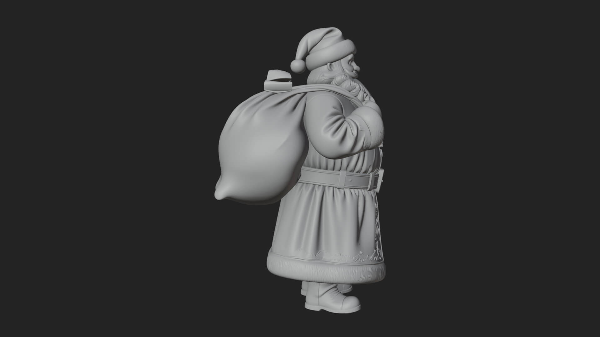 Santa Claus with Gift Sack Statue Design 7 3D Print Model 3D Model