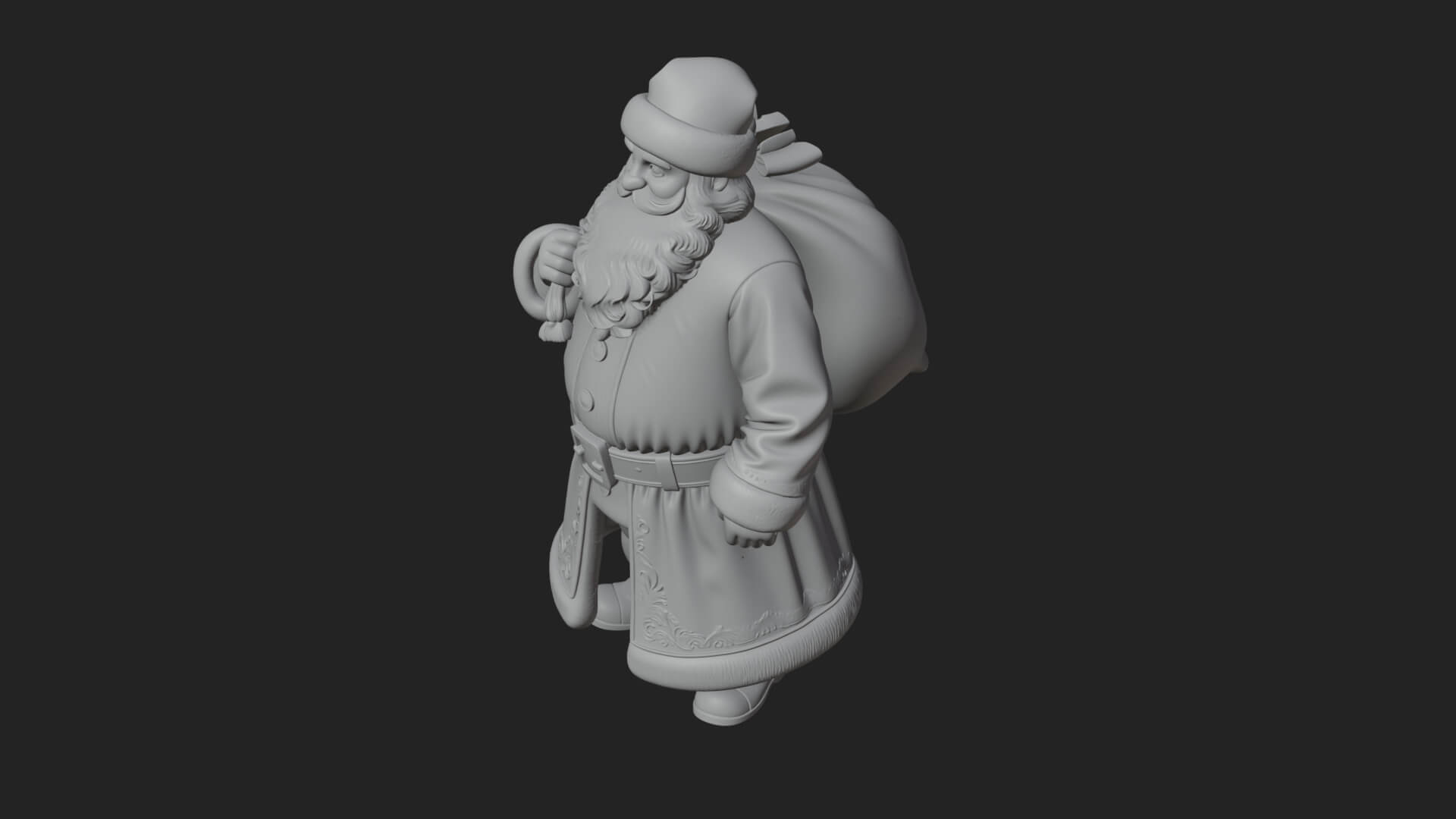 Santa Claus with Gift Sack Statue Design 7 3D Print Model 3D Model