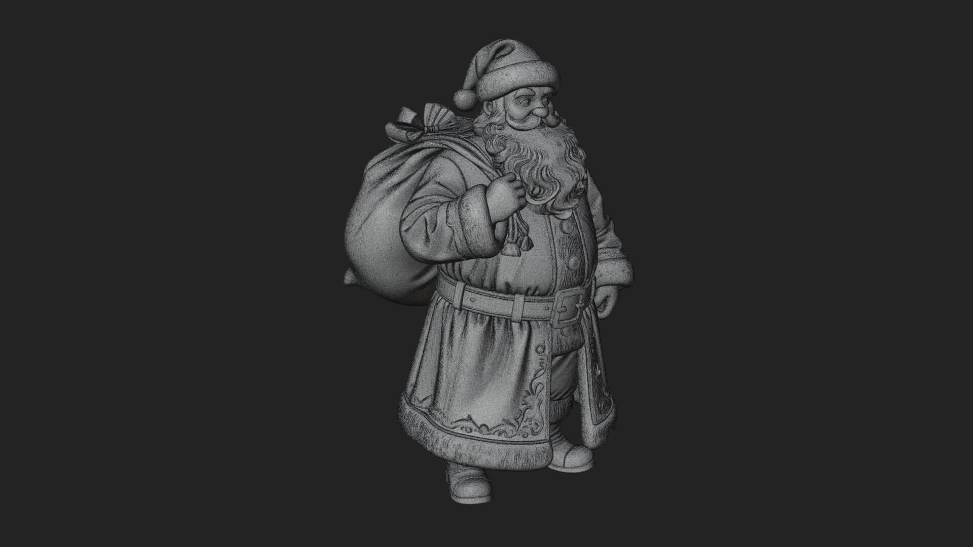 Santa Claus with Gift Sack Statue Design 7 3D Print Model 3D Model