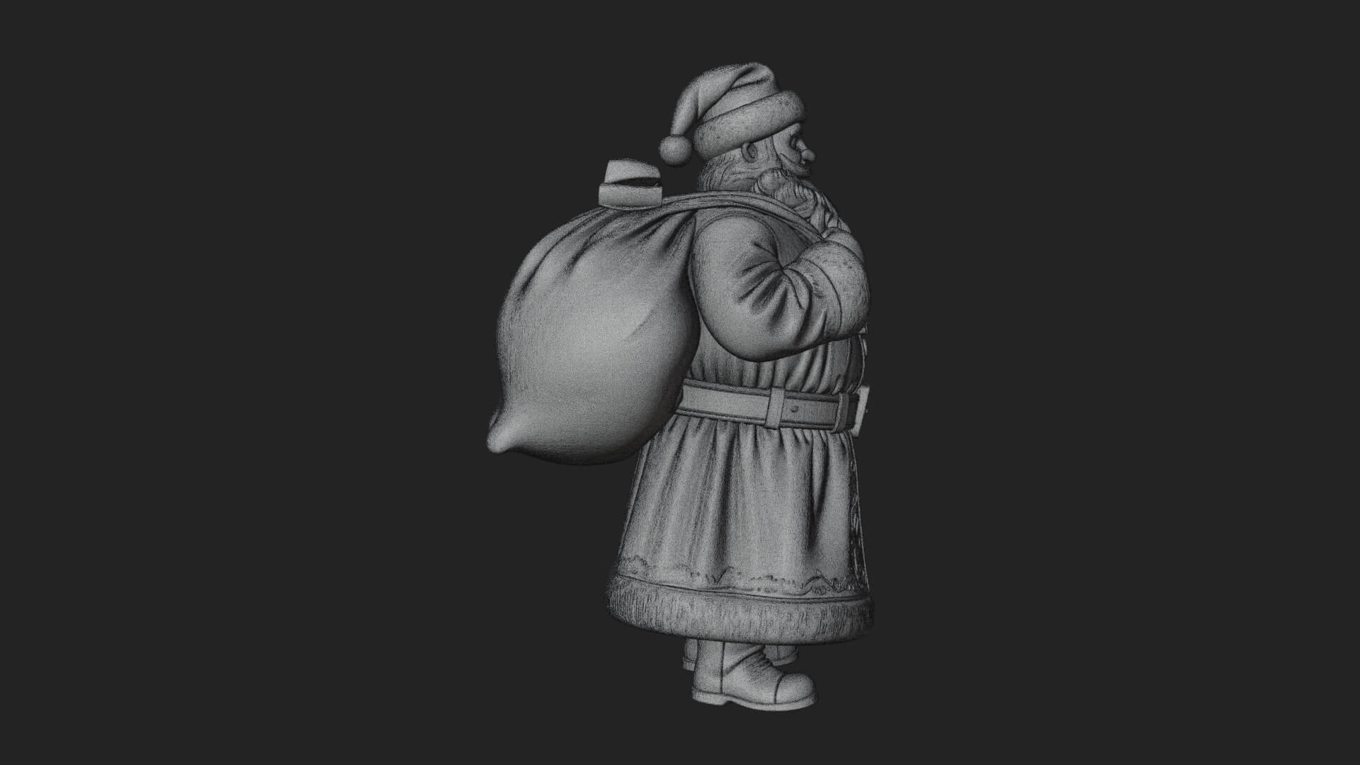 Santa Claus with Gift Sack Statue Design 7 3D Print Model 3D Model