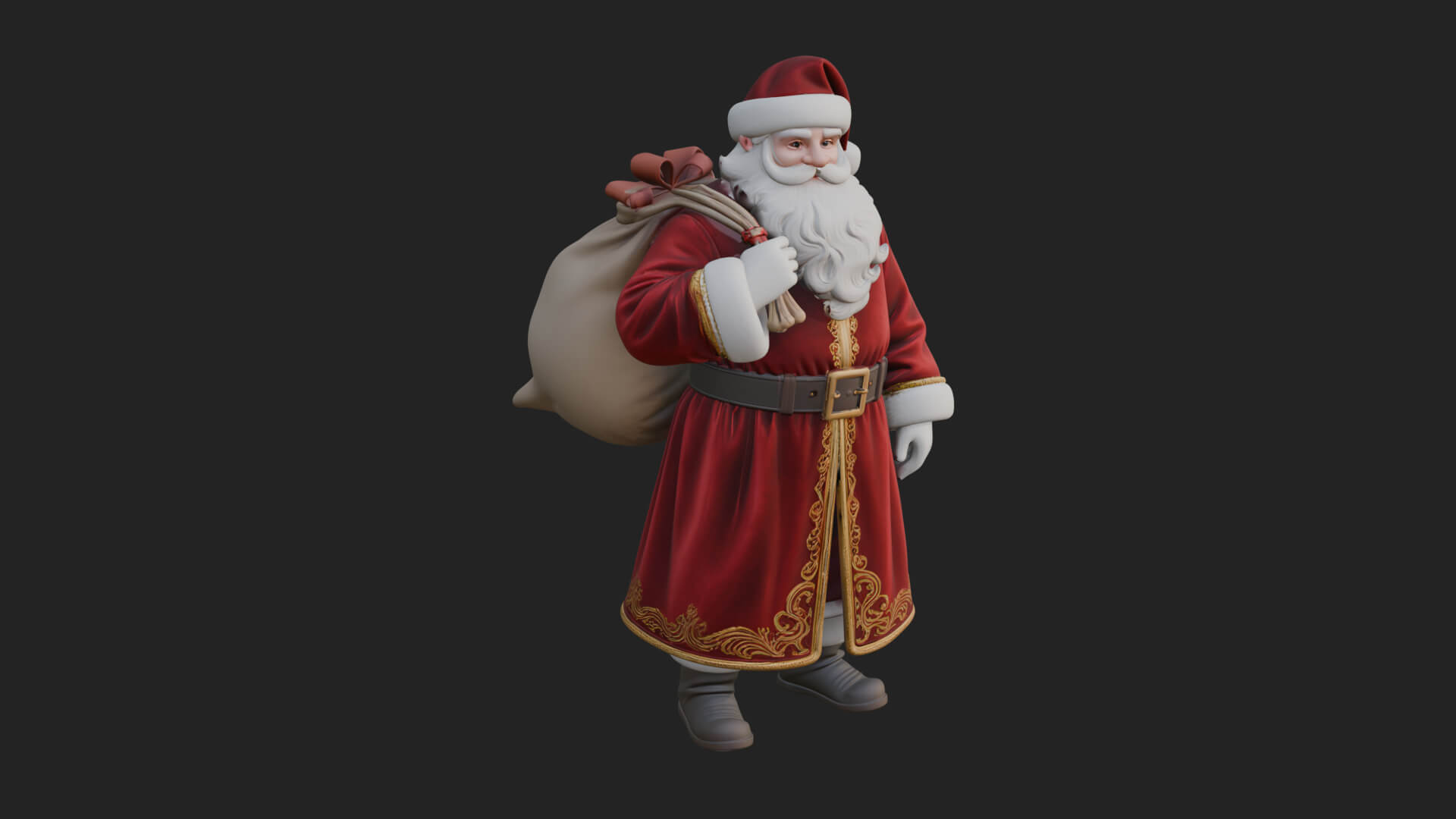 Santa Claus with Gift Sack Statue Design 8 3D Print Model 3D Model