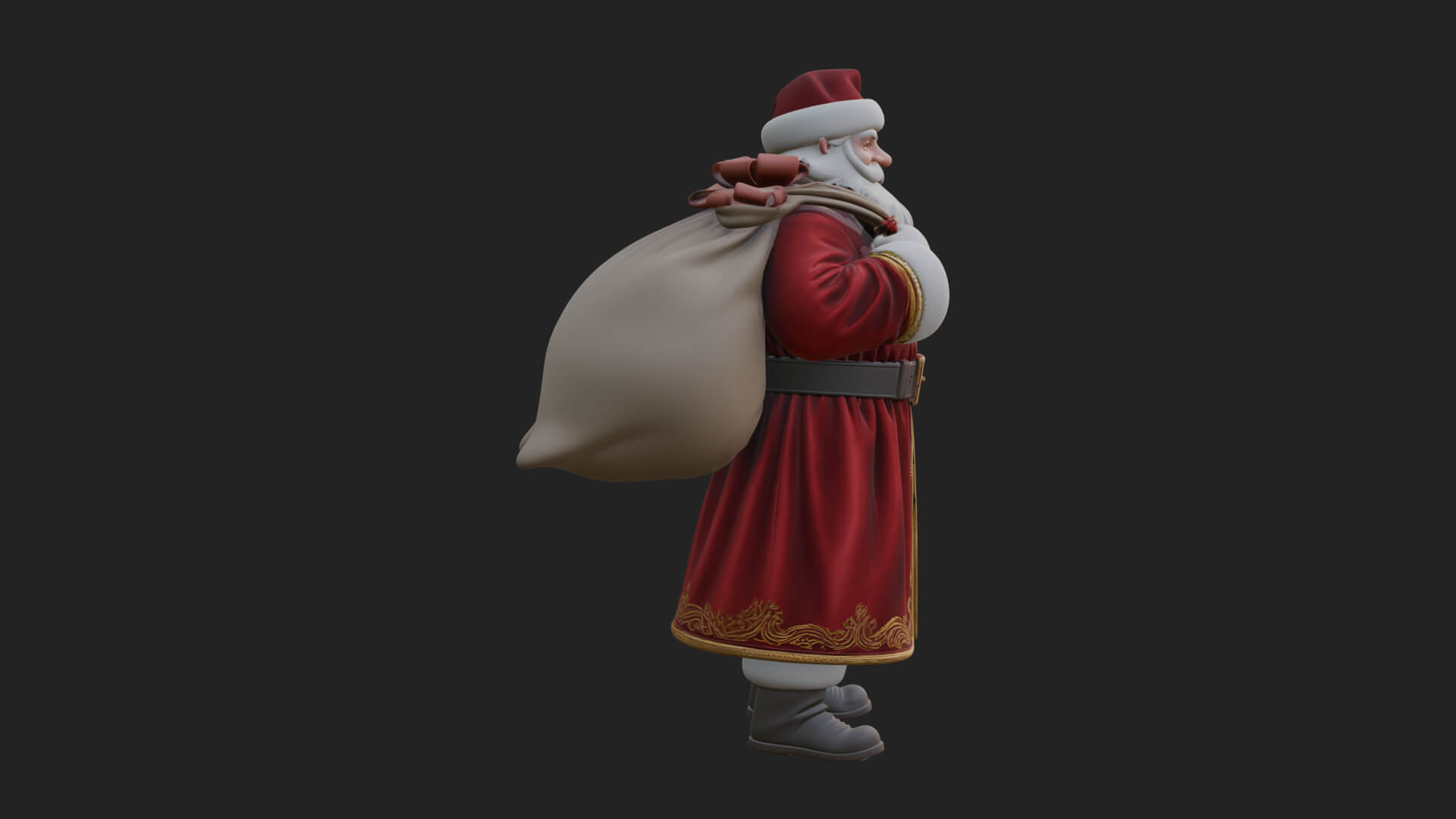 Santa Claus with Gift Sack Statue Design 8 3D Print Model 3D Model