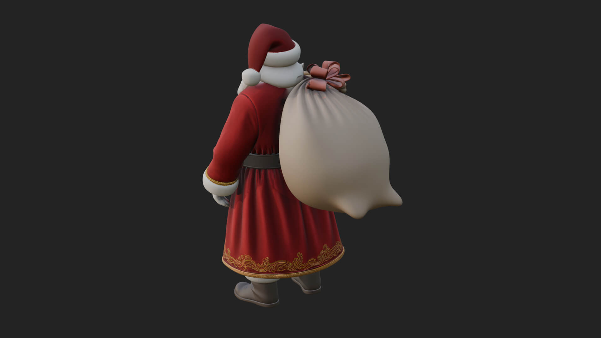 Santa Claus with Gift Sack Statue Design 8 3D Print Model 3D Model