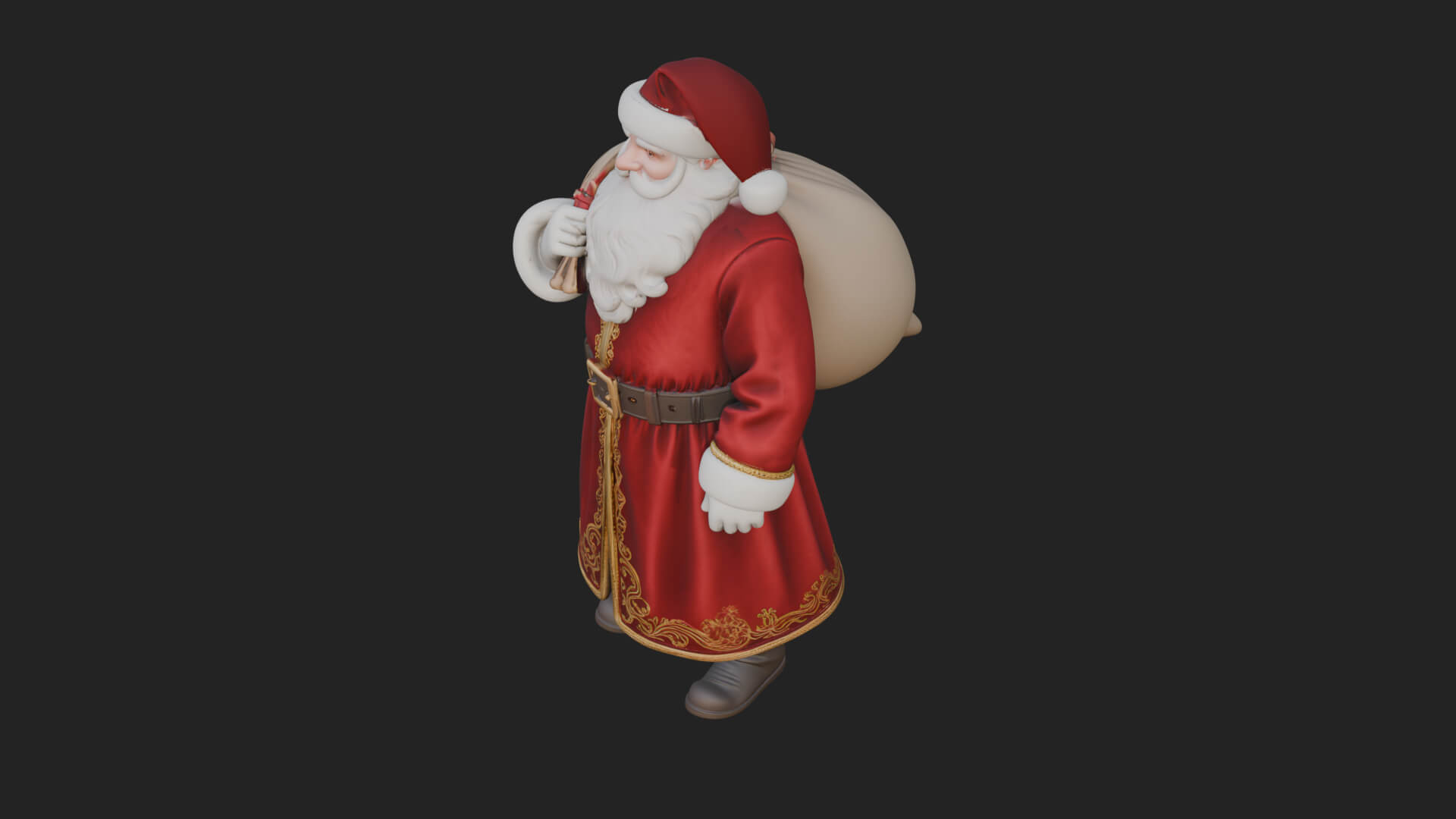 Santa Claus with Gift Sack Statue Design 8 3D Print Model 3D Model
