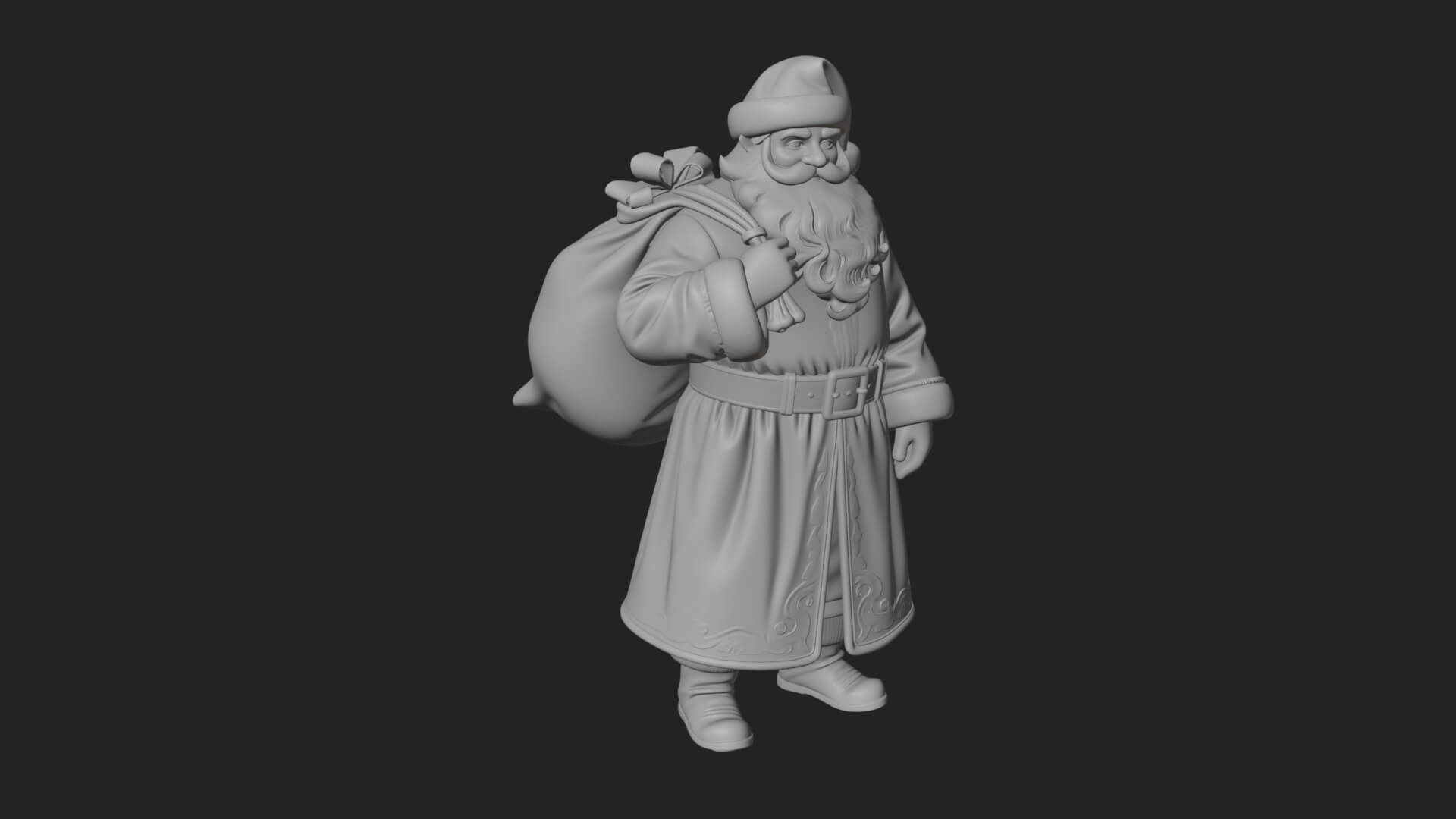 Santa Claus with Gift Sack Statue Design 8 3D Print Model 3D Model