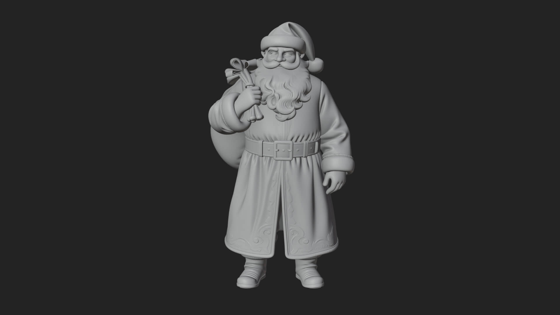 Santa Claus with Gift Sack Statue Design 8 3D Print Model 3D Model