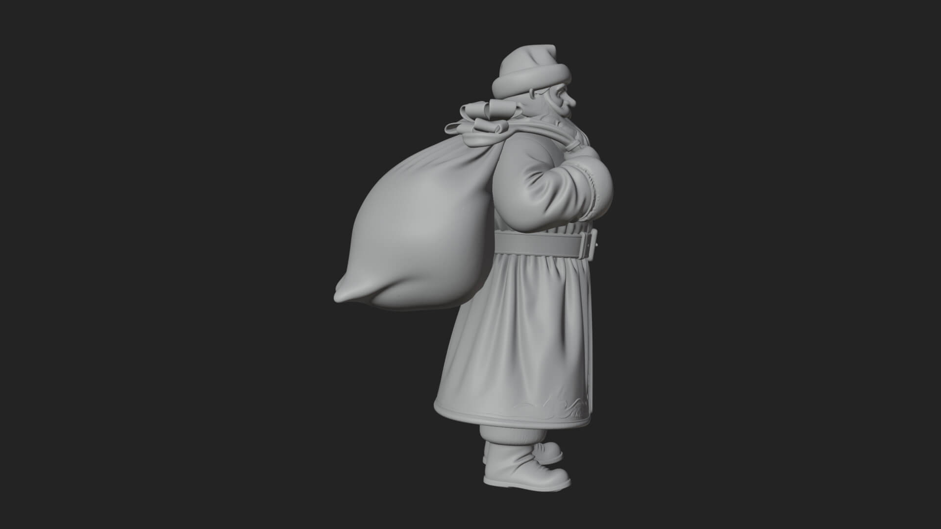 Santa Claus with Gift Sack Statue Design 8 3D Print Model 3D Model