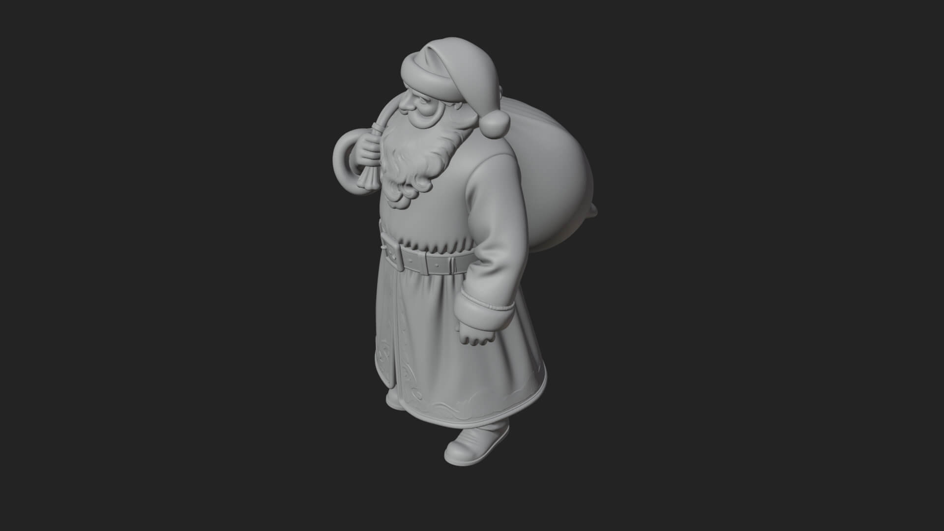 Santa Claus with Gift Sack Statue Design 8 3D Print Model 3D Model
