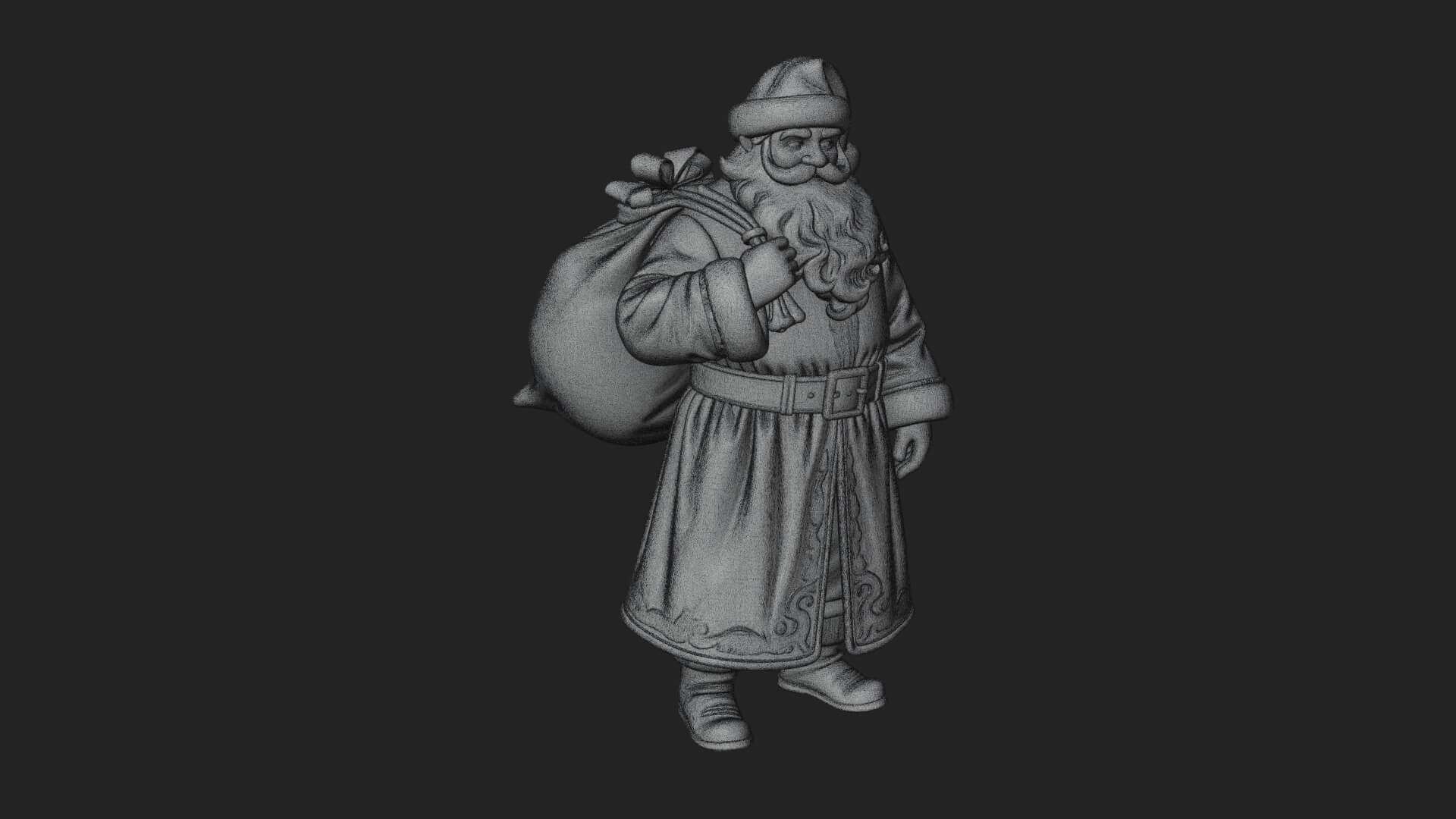 Santa Claus with Gift Sack Statue Design 8 3D Print Model 3D Model