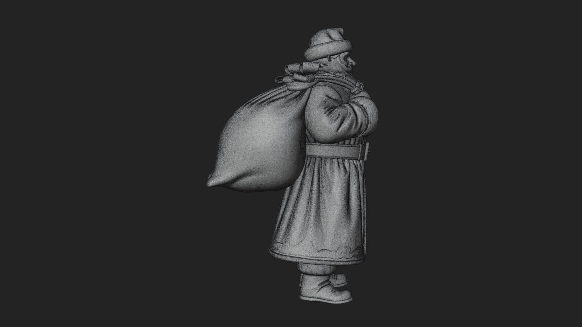Santa Claus with Gift Sack Statue Design 8 3D Print Model 3D Model