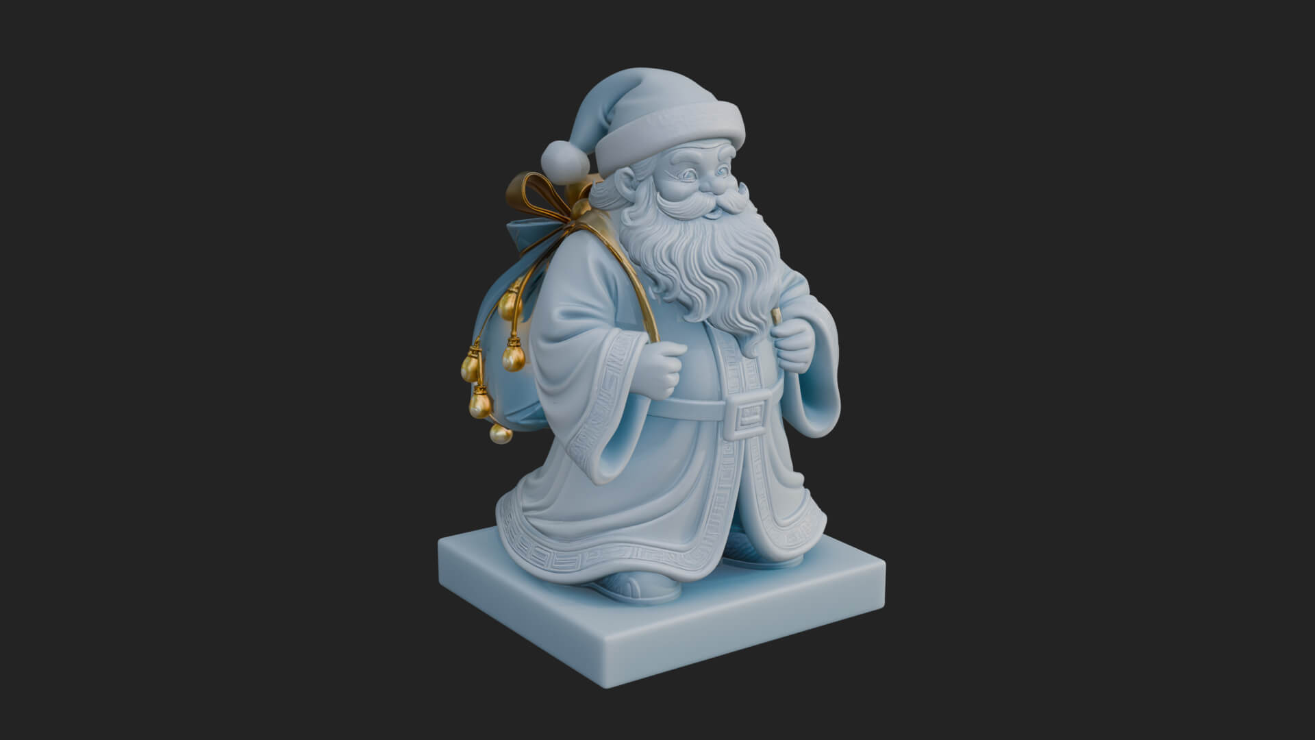 Santa Claus with Gift Sack Statue Design 9 3D Print Model 3D Model
