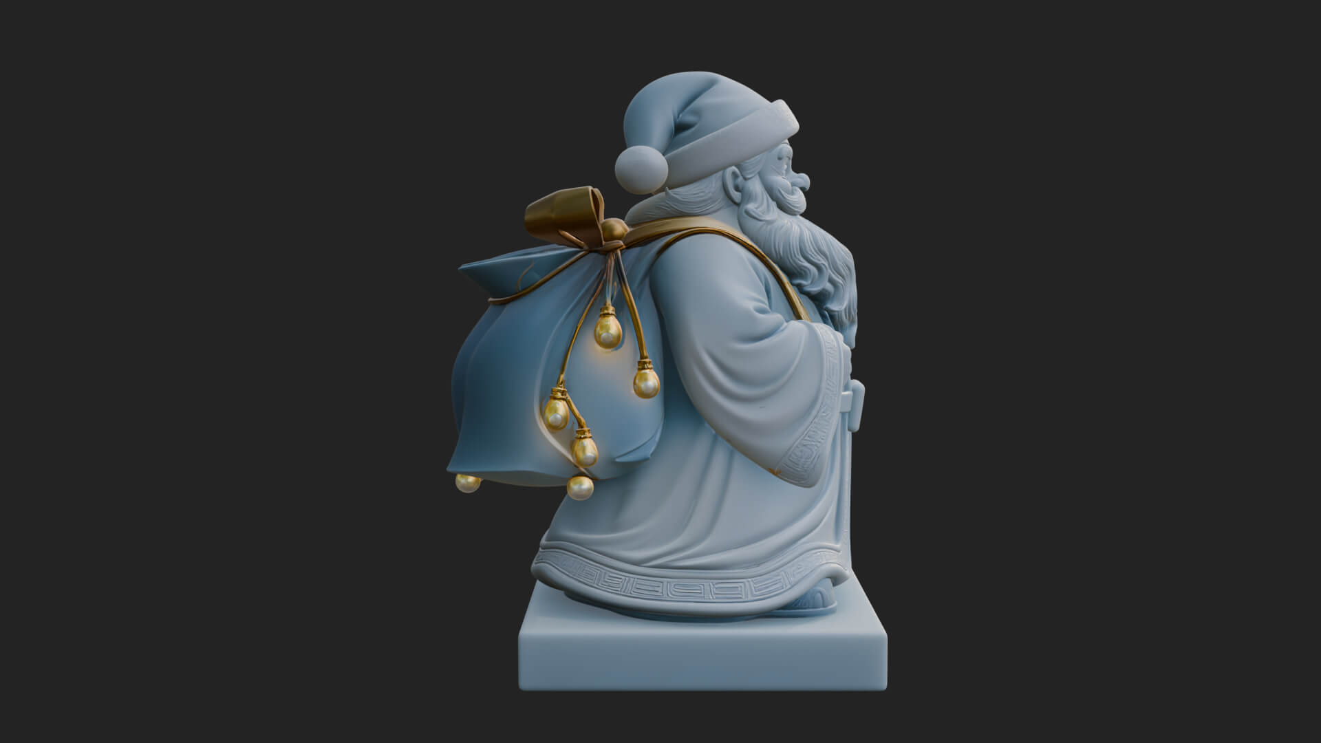 Santa Claus with Gift Sack Statue Design 9 3D Print Model 3D Model