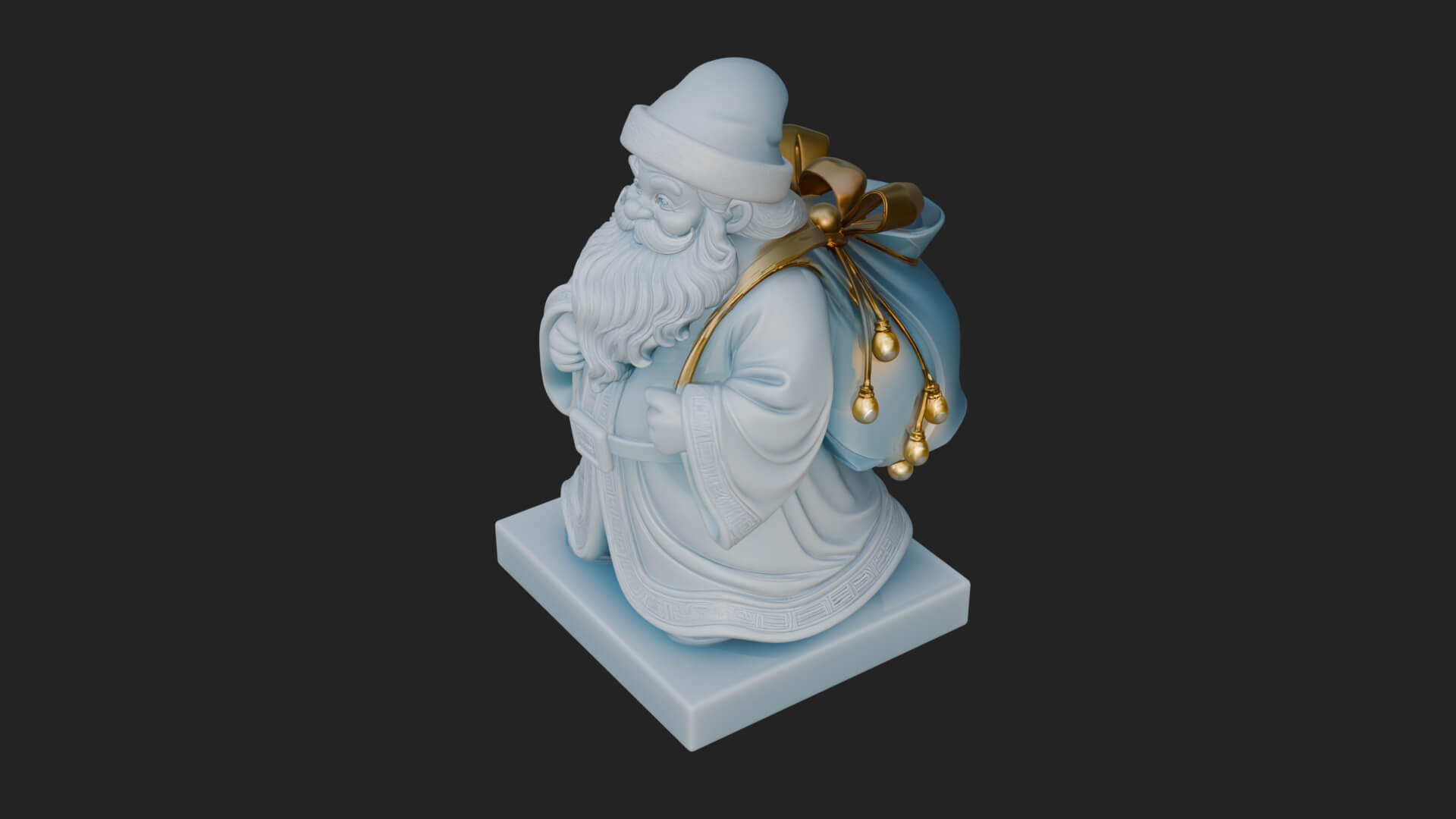 Santa Claus with Gift Sack Statue Design 9 3D Print Model 3D Model