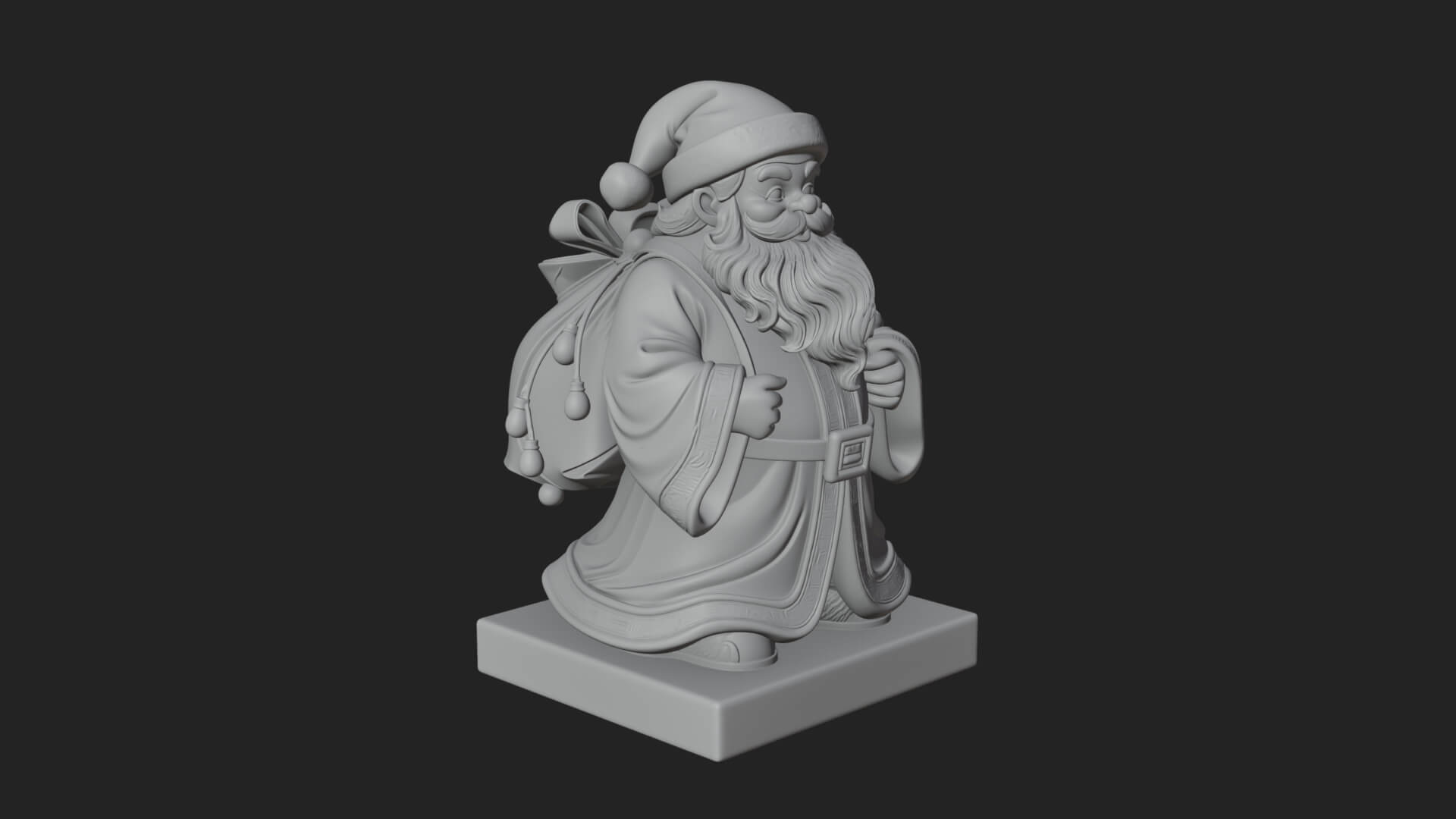 Santa Claus with Gift Sack Statue Design 9 3D Print Model 3D Model