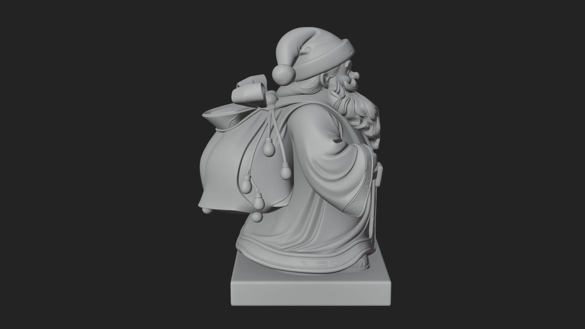 Santa Claus with Gift Sack Statue Design 9 3D Print Model 3D Model