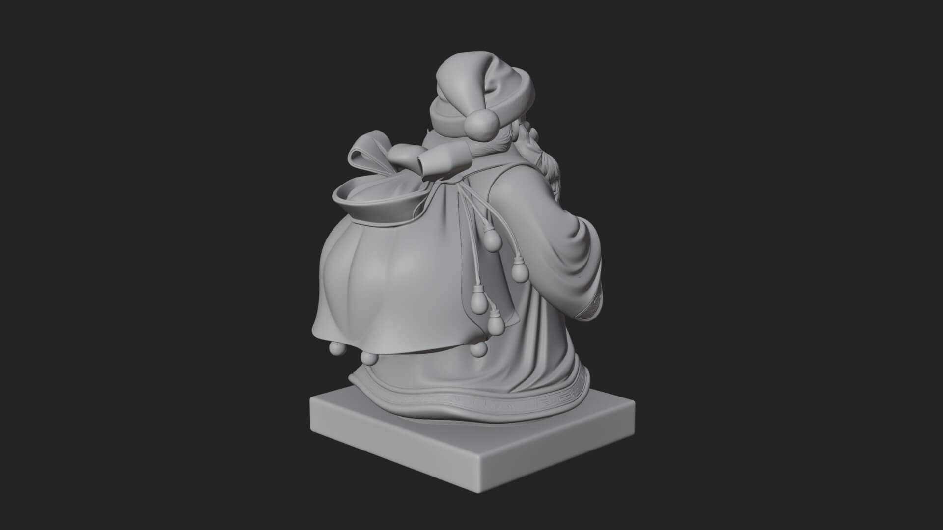 Santa Claus with Gift Sack Statue Design 9 3D Print Model 3D Model