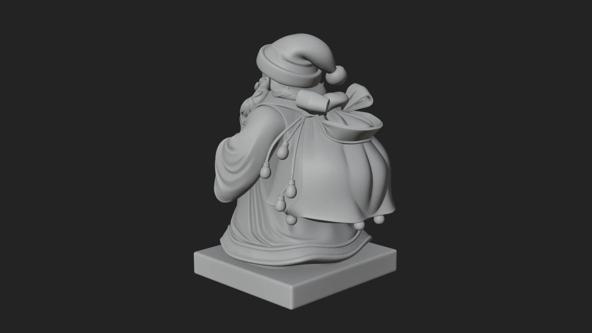 Santa Claus with Gift Sack Statue Design 9 3D Print Model 3D Model