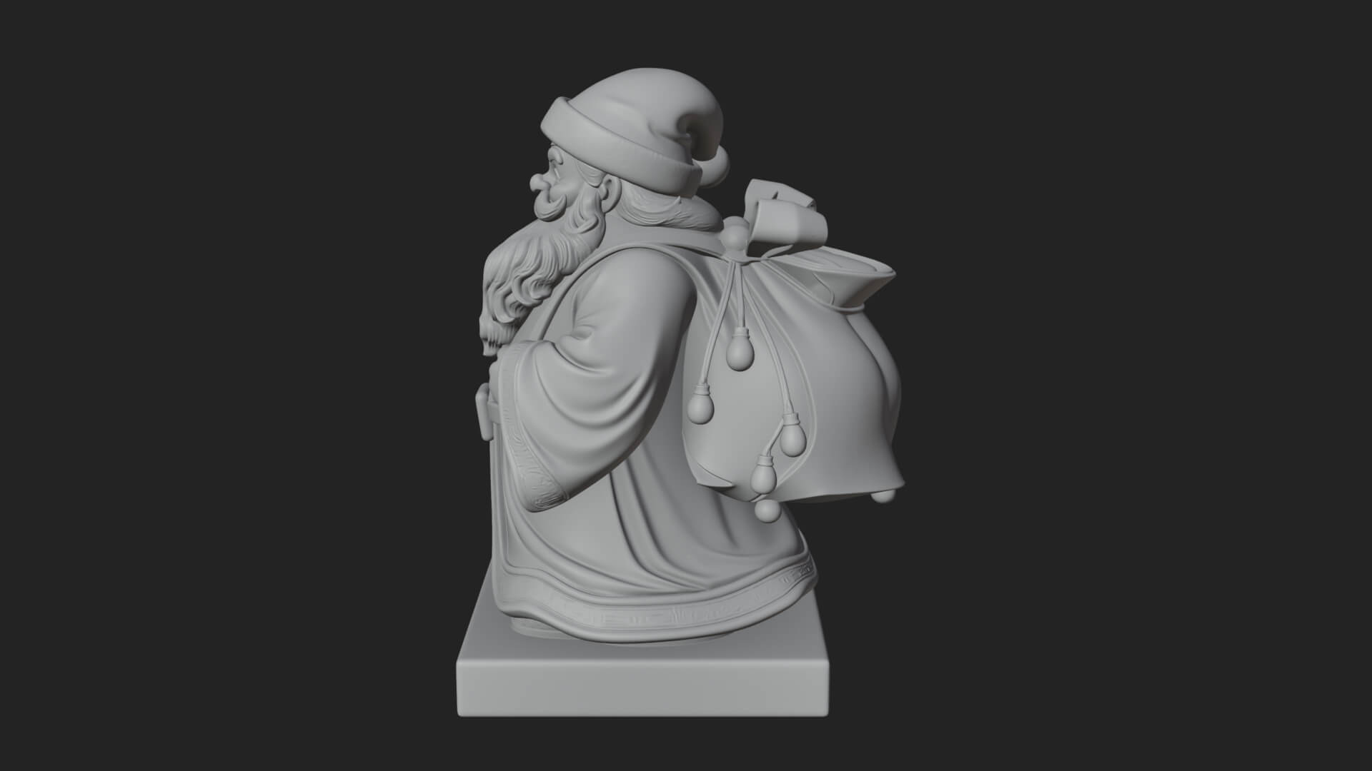 Santa Claus with Gift Sack Statue Design 9 3D Print Model 3D Model
