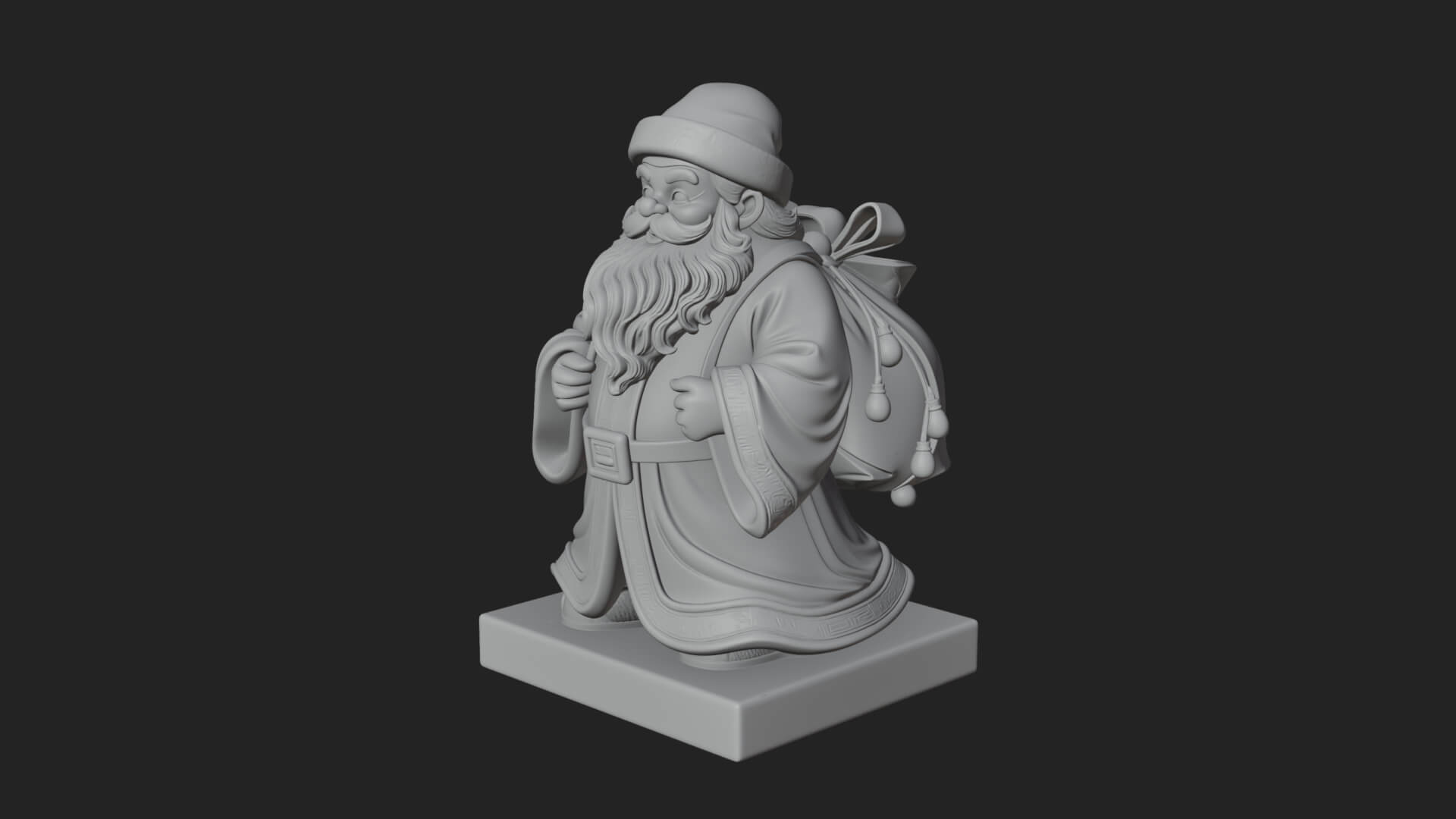 Santa Claus with Gift Sack Statue Design 9 3D Print Model 3D Model