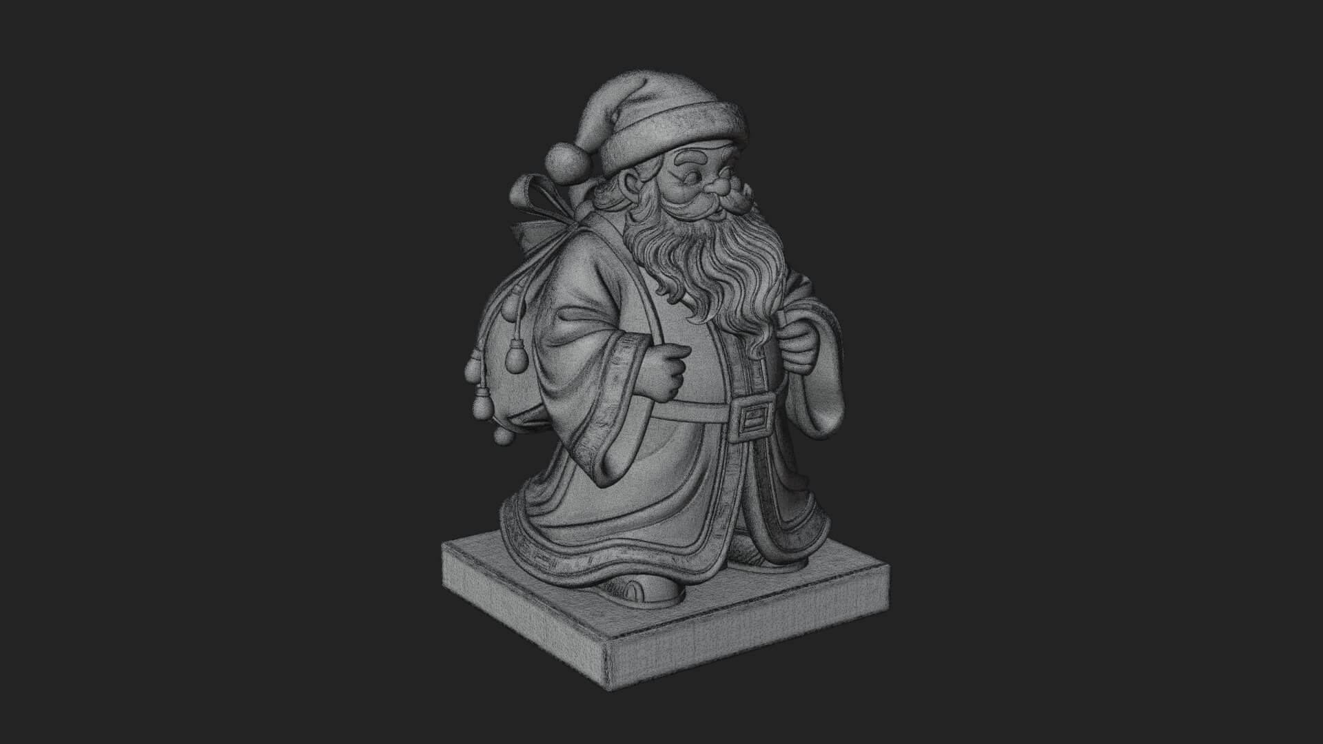 Santa Claus with Gift Sack Statue Design 9 3D Print Model 3D Model