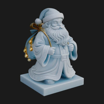 Santa Claus with Gift Sack Statue Design 9 3D Print Model