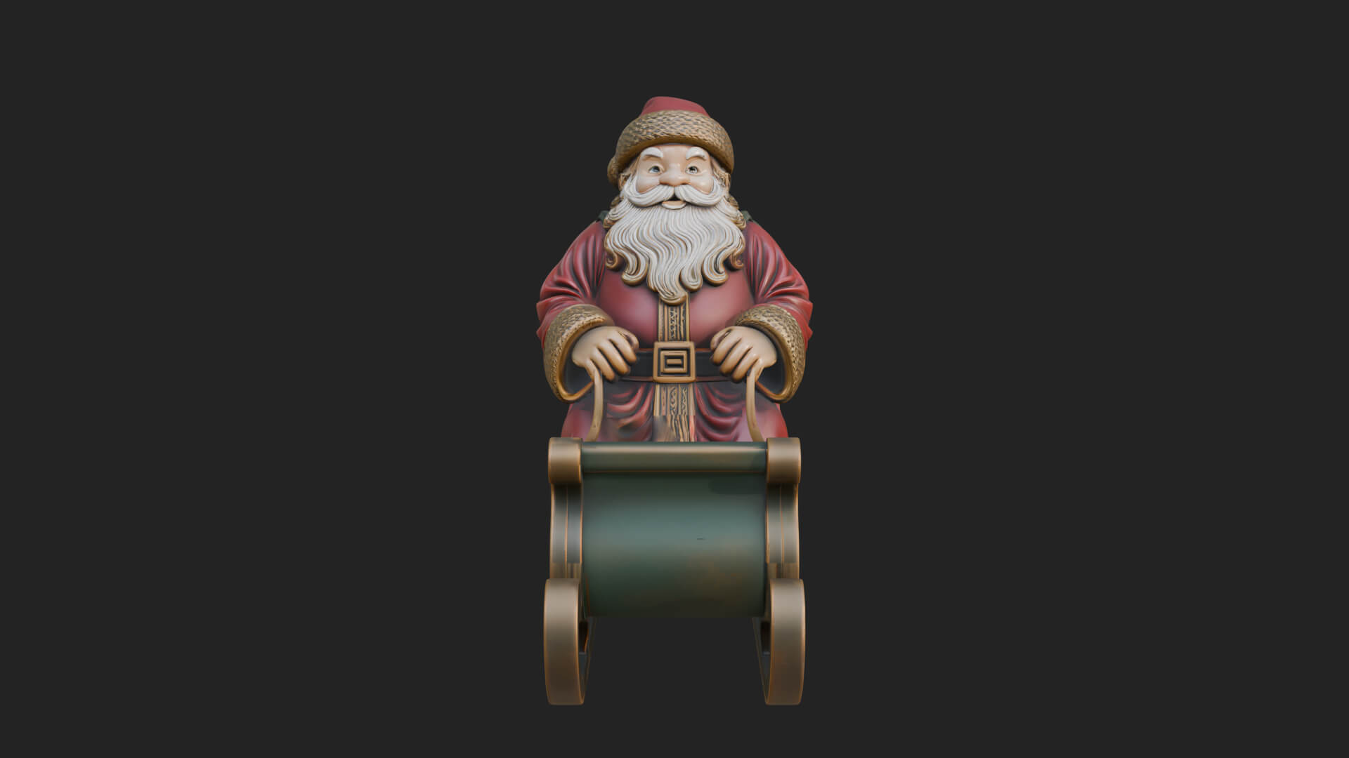 Santa in Sleigh Statue Design 1 3D Print Model 3D Model