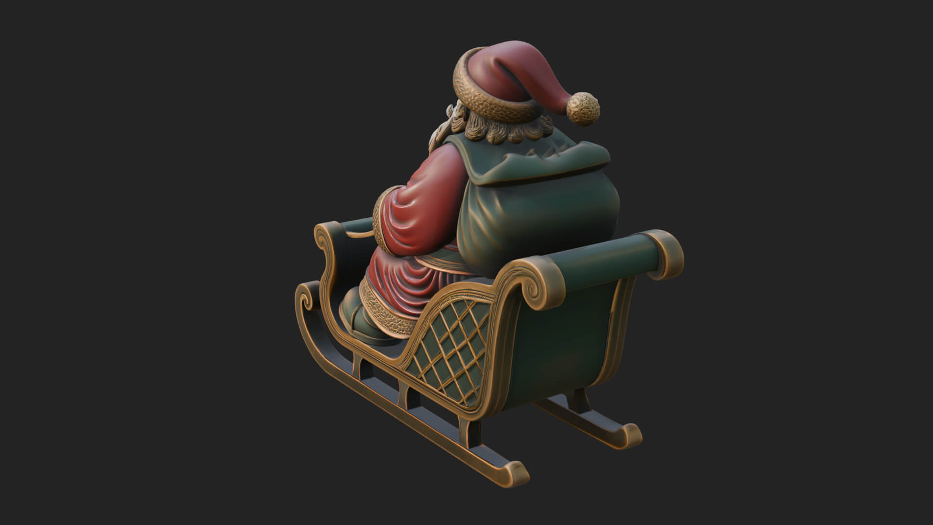 Santa in Sleigh Statue Design 1 3D Print Model 3D Model